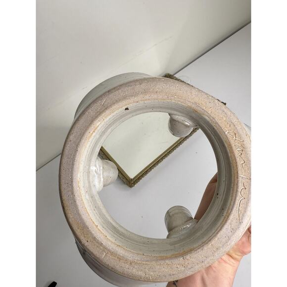 Unique Ceramic Candle Holder Signed Pottery Contemporary Center Piece, 3 candle - Picture 3 of 8